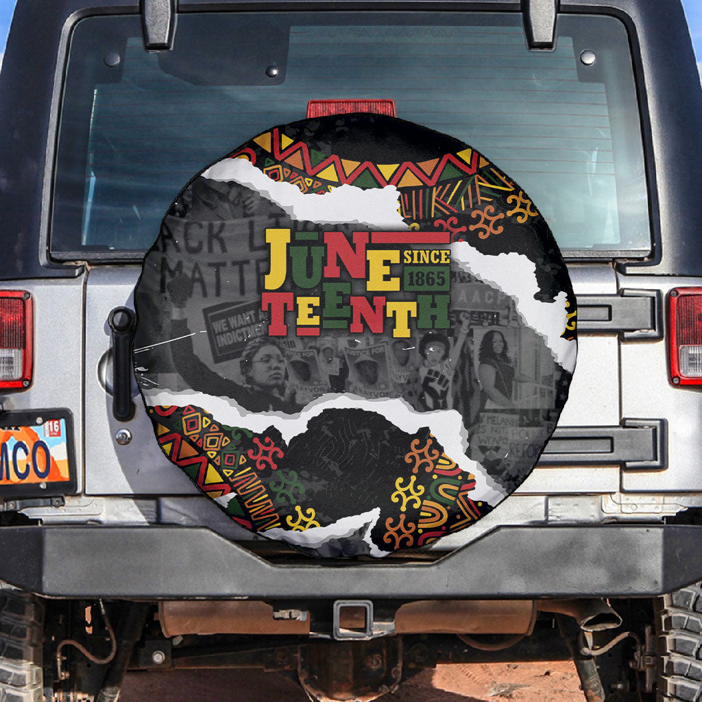 Juneteenth Freedom Day Grunge Ethnic Motif Spare Tire Cover Black History