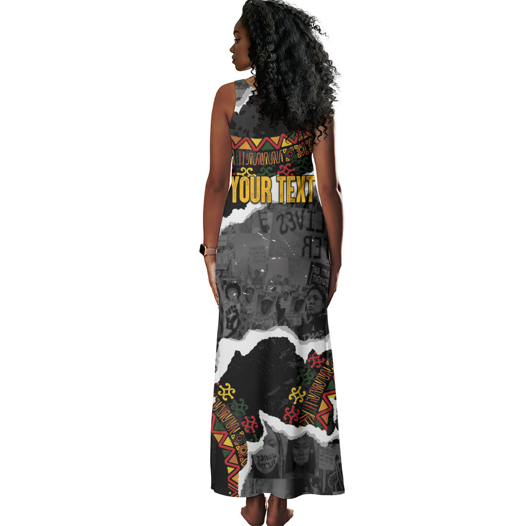 Juneteenth Freedom Day Personalized Grunge Ethnic Motif Tank Maxi Dress Black History