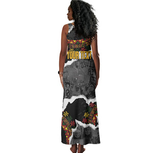 Juneteenth Freedom Day Personalized Grunge Ethnic Motif Tank Maxi Dress Black History