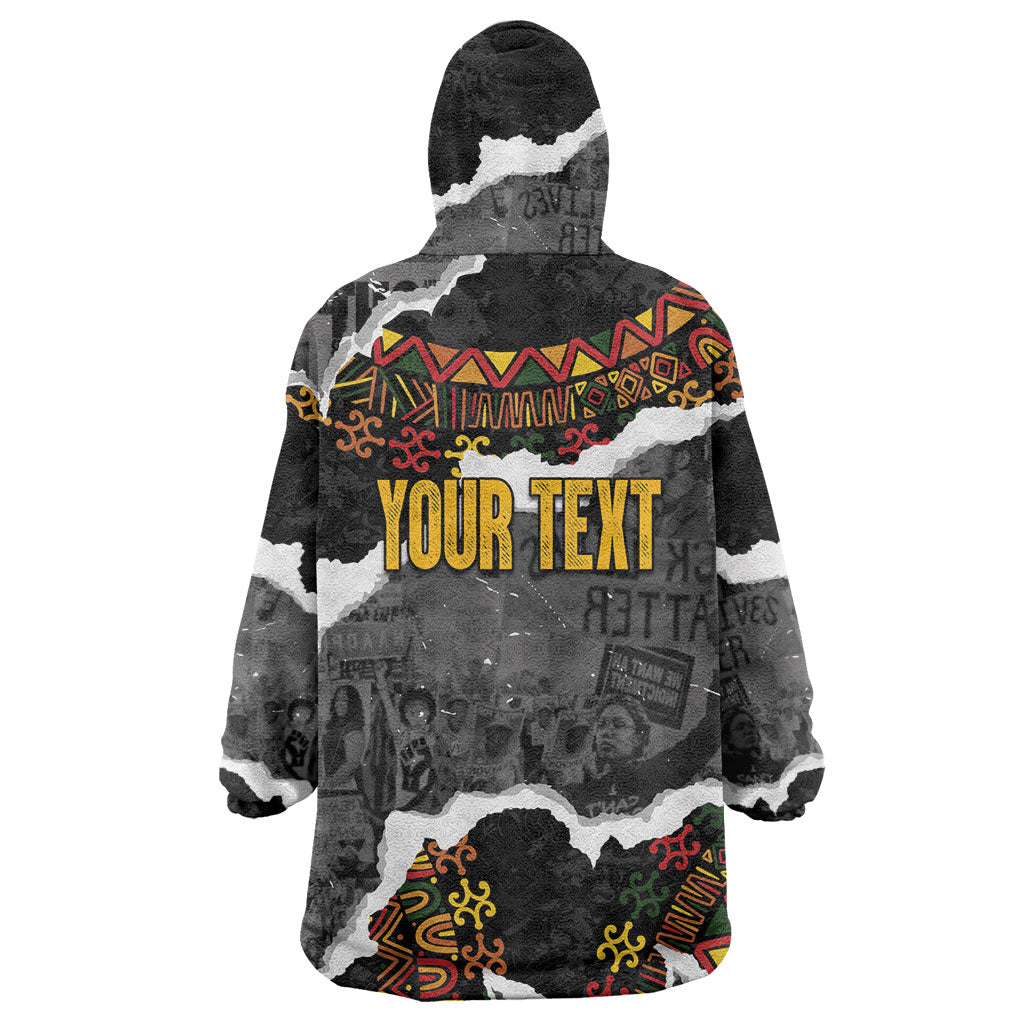 Juneteenth Freedom Day Personalized Grunge Ethnic Motif Wearable Blanket Hoodie Black History