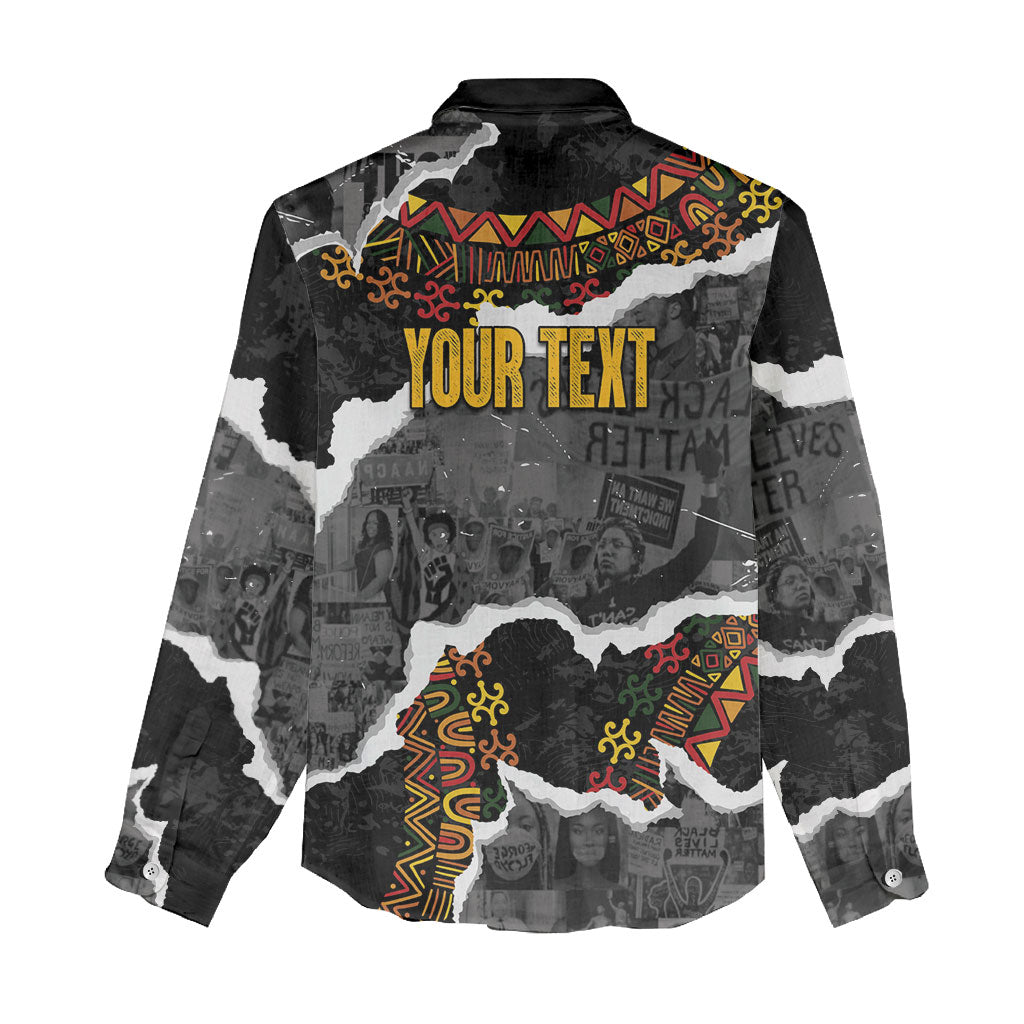 Juneteenth Freedom Day Personalized Grunge Ethnic Motif Women Casual Shirt Black History