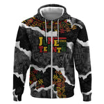 Juneteenth Freedom Day Personalized Grunge Ethnic Motif Zip Hoodie Black History
