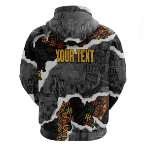 Juneteenth Freedom Day Personalized Grunge Ethnic Motif Zip Hoodie Black History