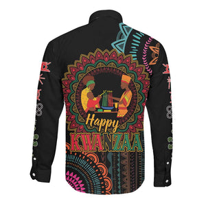 Africa Happy Kwanzaa Long Sleeve Button Shirt Nguzo Saba