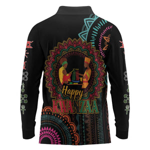 Africa Happy Kwanzaa Long Sleeve Polo Shirt Nguzo Saba