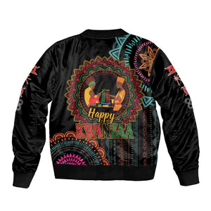Africa Happy Kwanzaa Sleeve Zip Bomber Jacket Nguzo Saba