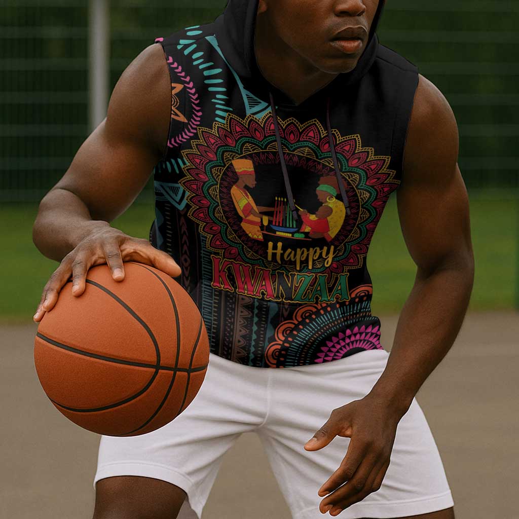 Africa Happy Kwanzaa Sleeveless Hoodie Nguzo Saba - African Pride