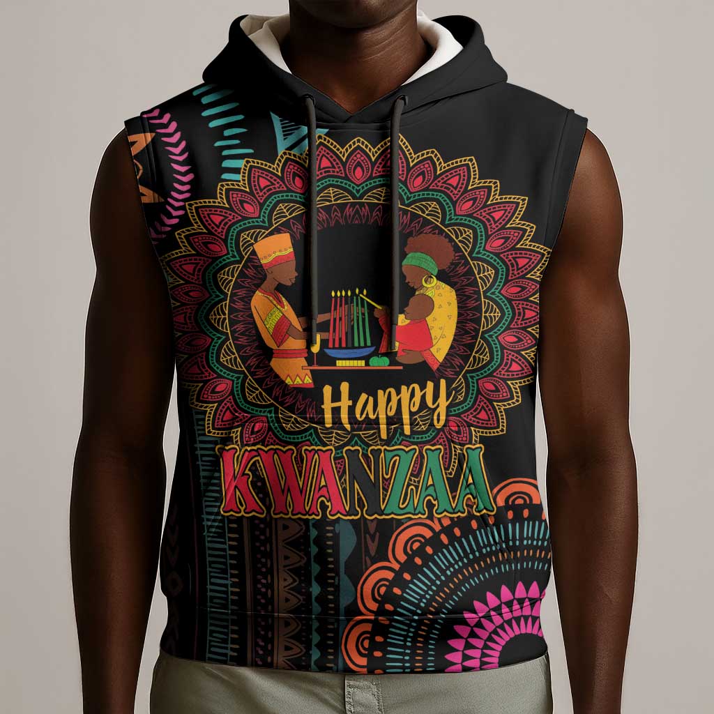 Africa Happy Kwanzaa Sleeveless Hoodie Nguzo Saba - African Pride