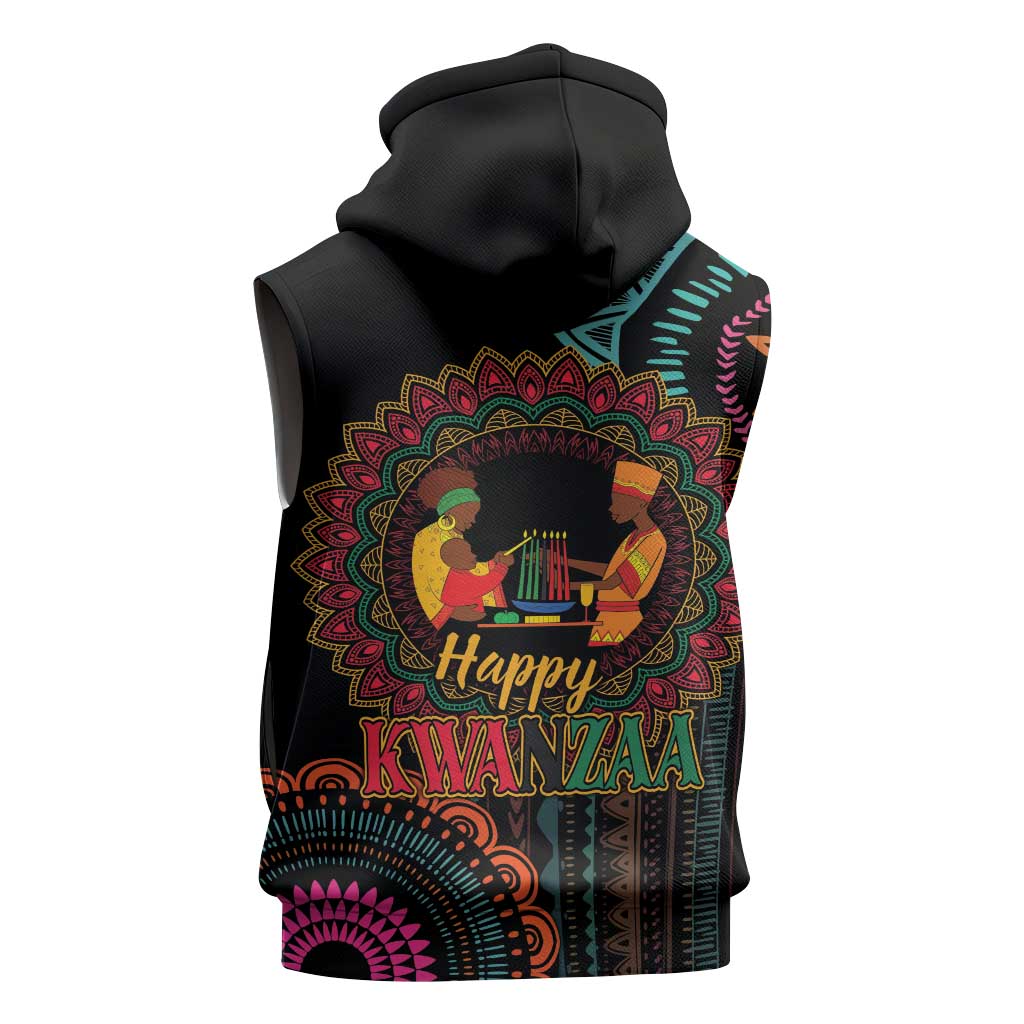 Africa Happy Kwanzaa Sleeveless Zip Hoodie Nguzo Saba - African Pride