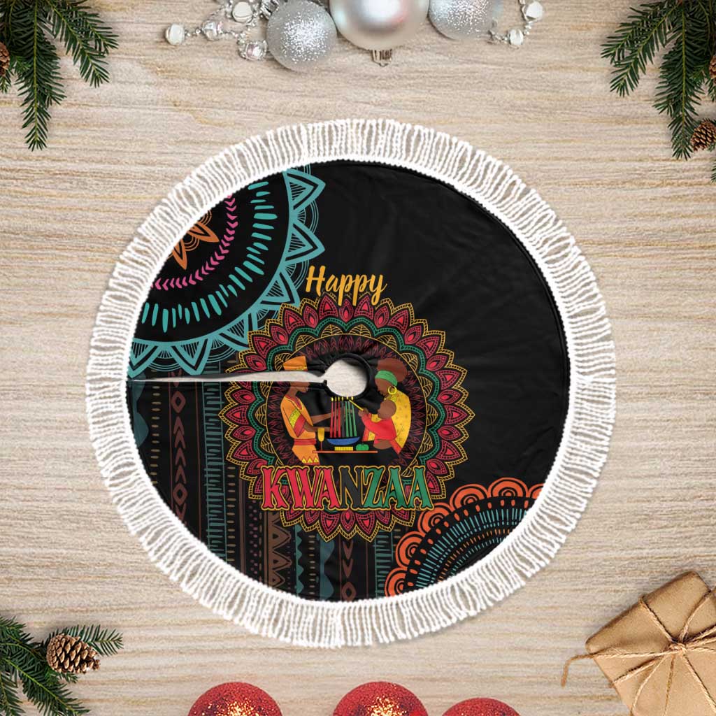 Happy Kwanzaa African Tree Skirt Mandala Mix Nguzo Saba