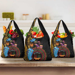 Africa Happy Kwanzaa Grocery Bag Tribal Dance
