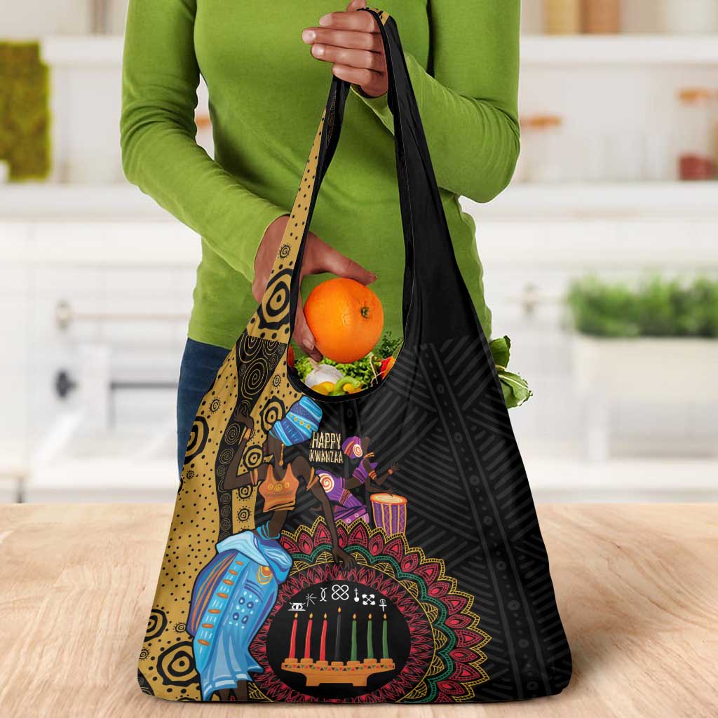 Africa Happy Kwanzaa Grocery Bag Tribal Dance