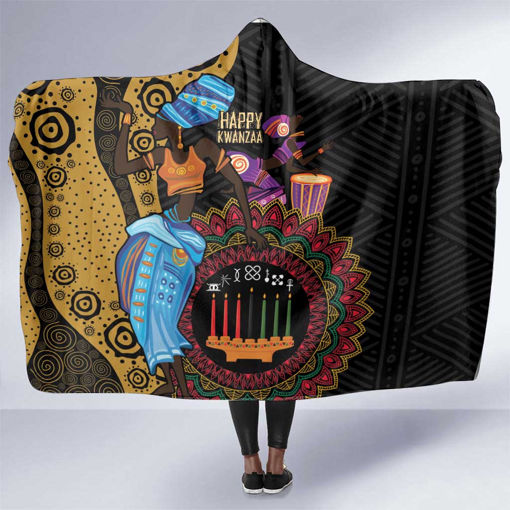 Africa Happy Kwanzaa Hooded Blanket Tribal Dance