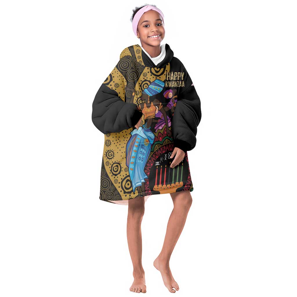 Africa Happy Kwanzaa Kid Wearable Blanket Hoodie Tribal Dance