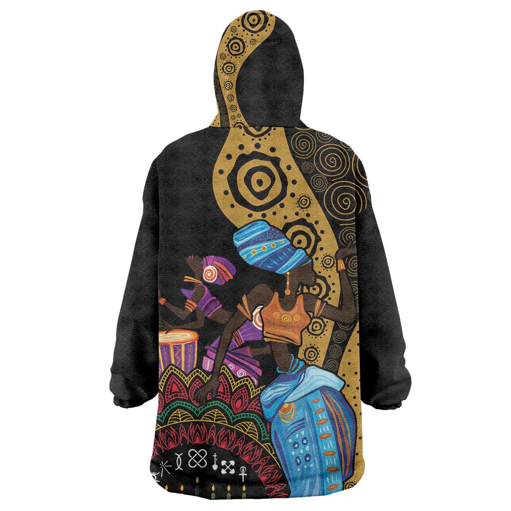 Africa Happy Kwanzaa Kid Wearable Blanket Hoodie Tribal Dance