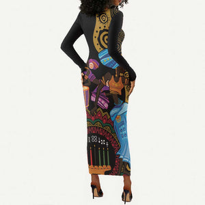 Africa Happy Kwanzaa Long Sleeve Bodycon Dress Tribal Dance LT7