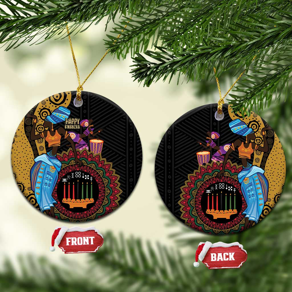 Happy Kwanzaa African Ceramic Ornament Tribal Dance LT7