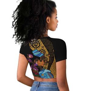 Africa Happy Kwanzaa Raglan Cropped T shirt Tribal Dance