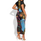 Africa Happy Kwanzaa Short Sleeve Bodycon Dress Tribal Dance LT7