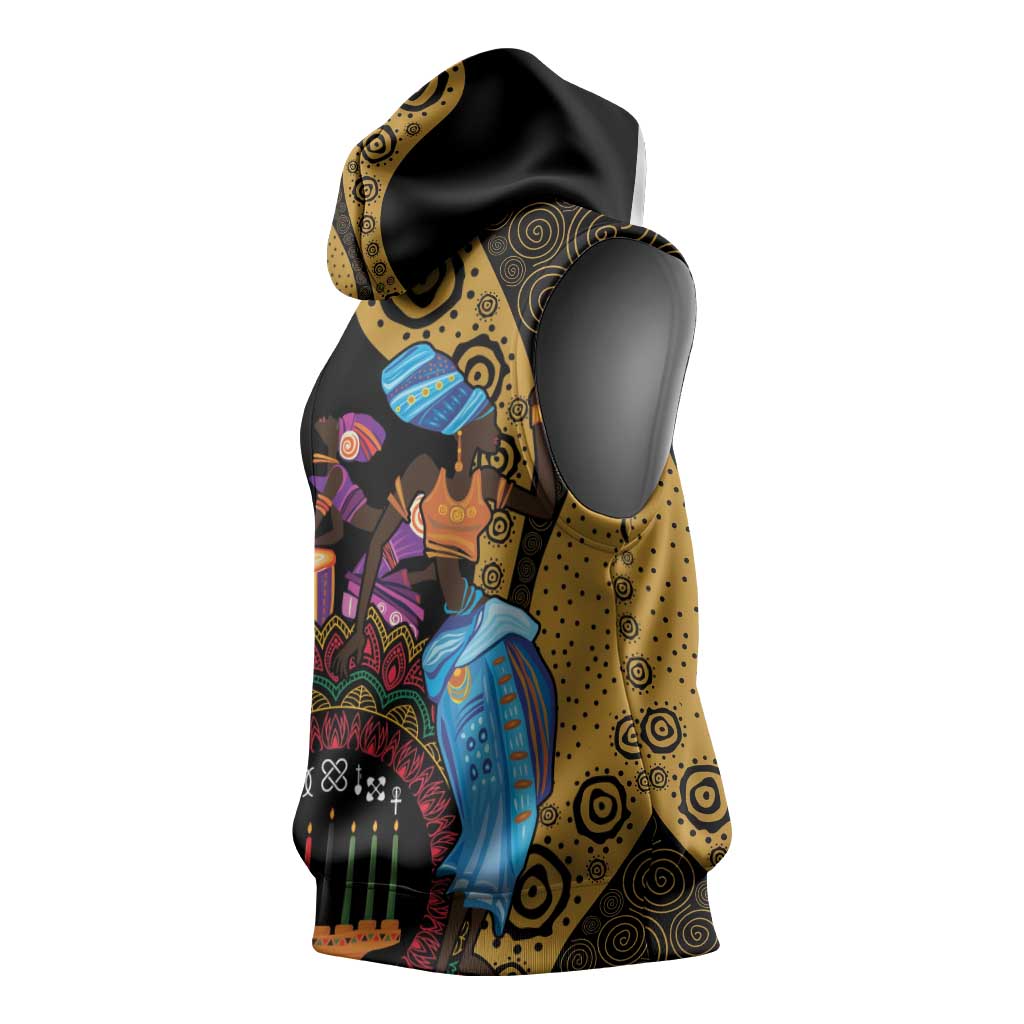 Africa Happy Kwanzaa Sleeveless Hoodie Tribal Dance - African Pride