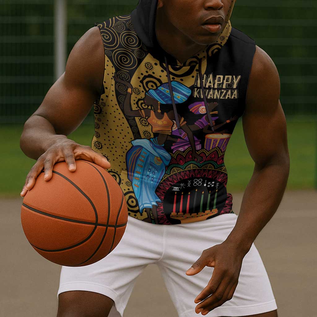 Africa Happy Kwanzaa Sleeveless Hoodie Tribal Dance - African Pride