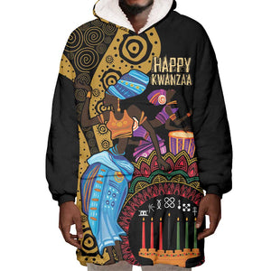 Africa Happy Kwanzaa Wearable Blanket Hoodie Tribal Dance