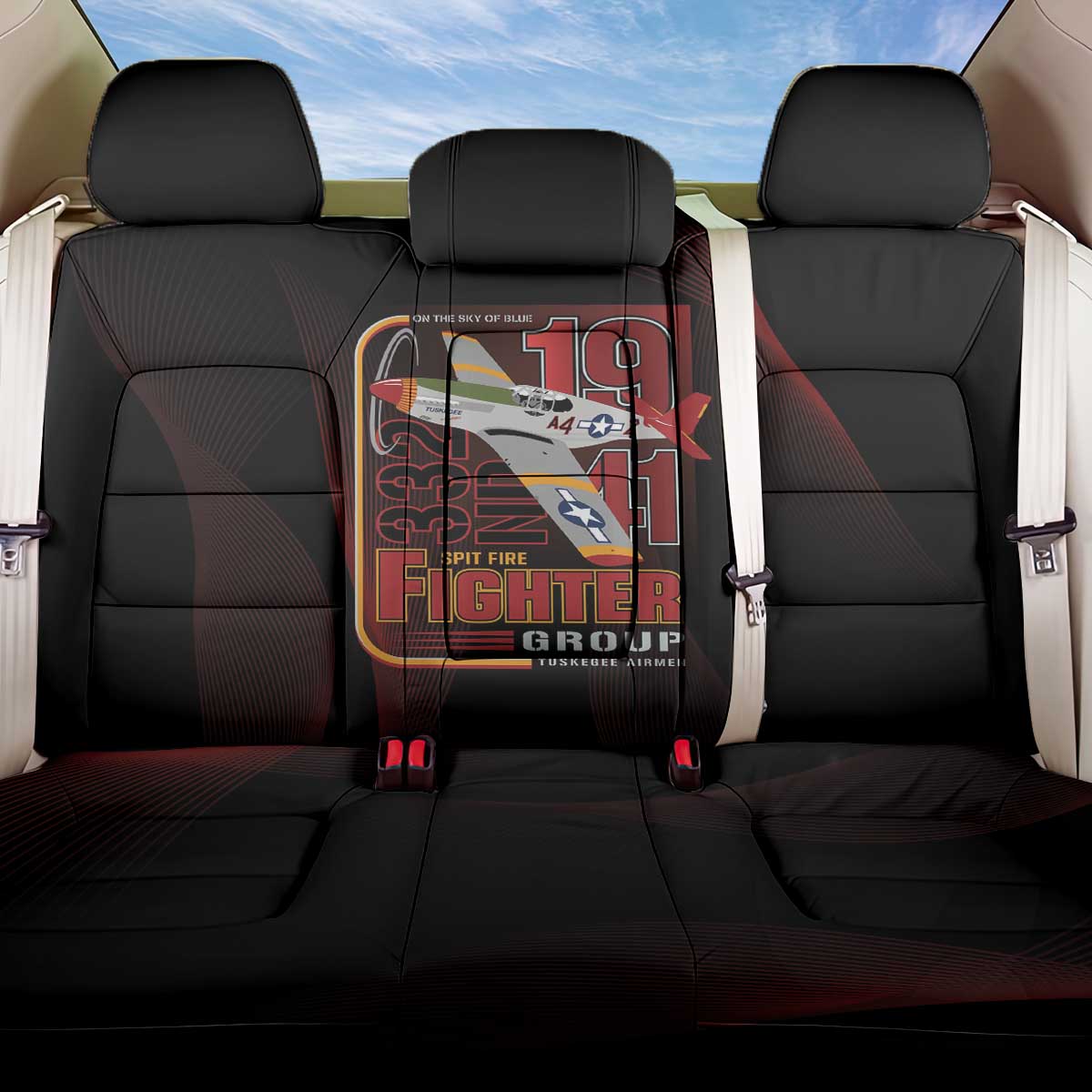 Tuskegee Airmen 332nd Fighter Group Back Car Seat Cover Spit Fire - African Pride