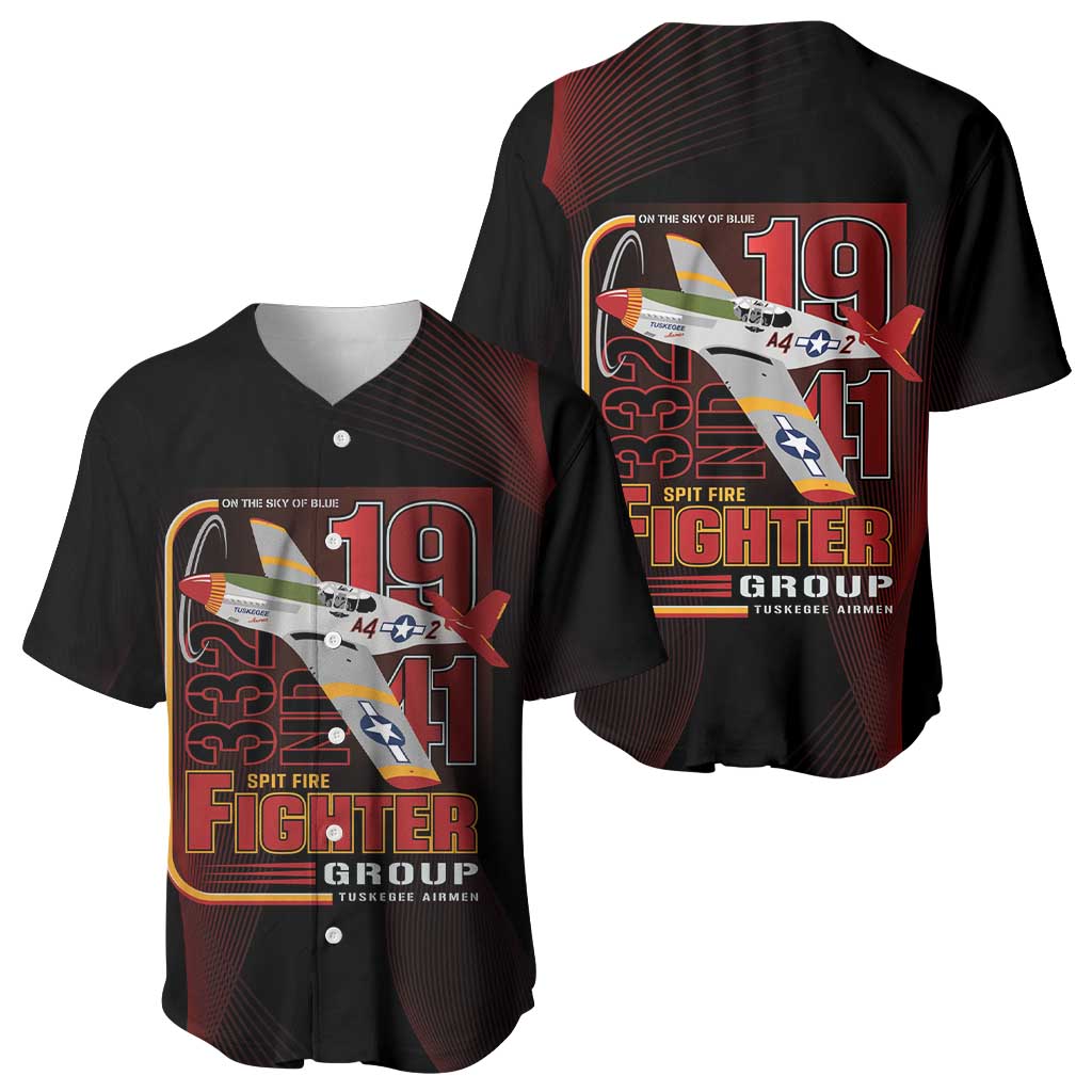 Tuskegee Airmen 332nd Fighter Group Baseball Jersey Spit Fire LT7