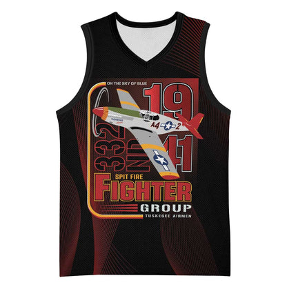 Tuskegee Airmen 332nd Fighter Group Basketball Jersey Spit Fire - African Pride