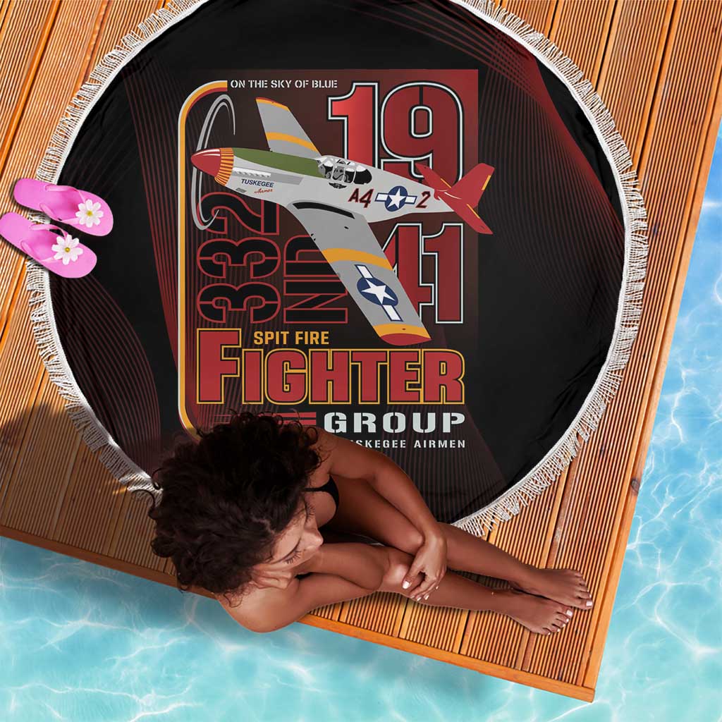 Tuskegee Airmen 332nd Fighter Group Beach Blanket Spit Fire - African Pride