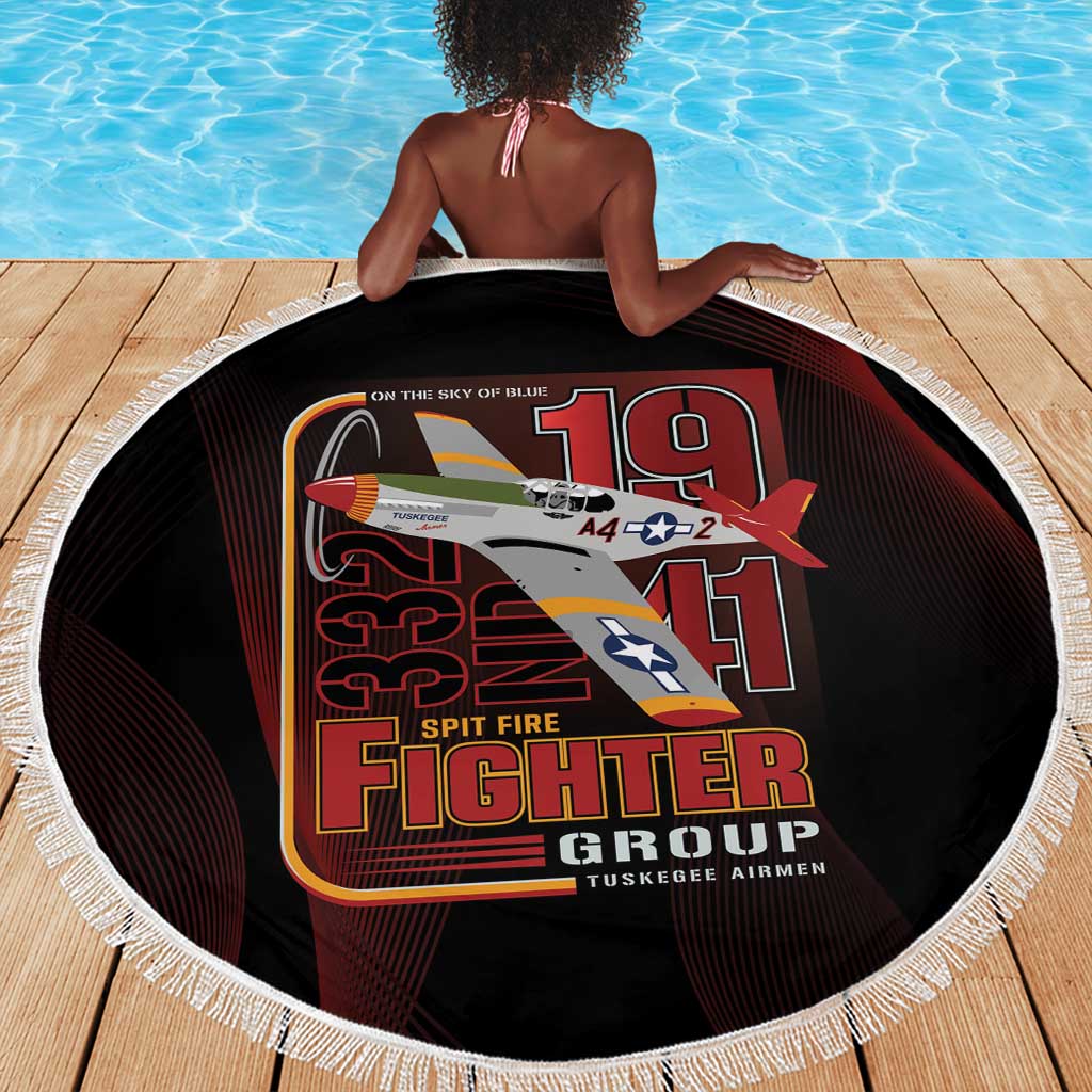 Tuskegee Airmen 332nd Fighter Group Beach Blanket Spit Fire - African Pride