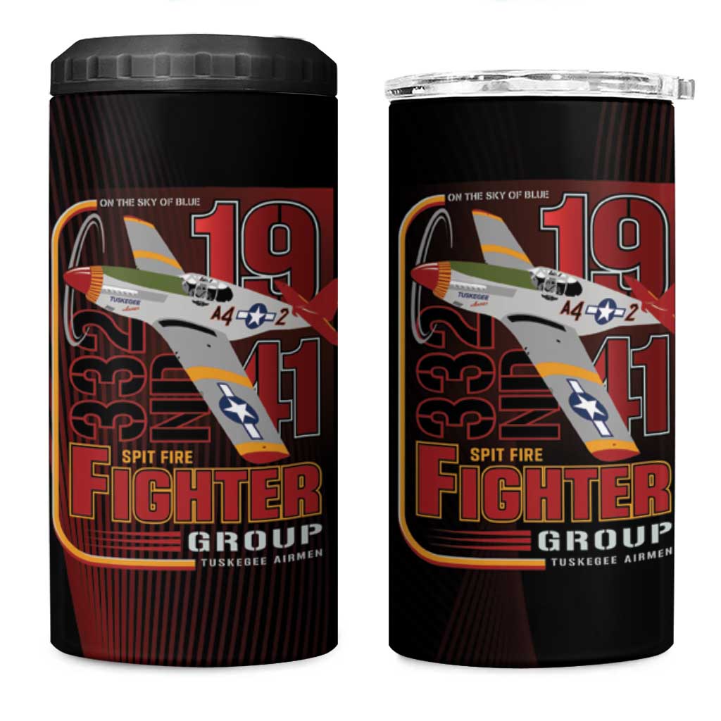 Tuskegee Airmen 332nd Fighter Group 4 in 1 Can Cooler Tumbler Spit Fire - African Pride