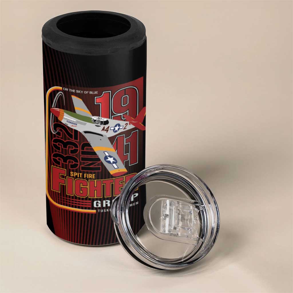 Tuskegee Airmen 332nd Fighter Group 4 in 1 Can Cooler Tumbler Spit Fire - African Pride