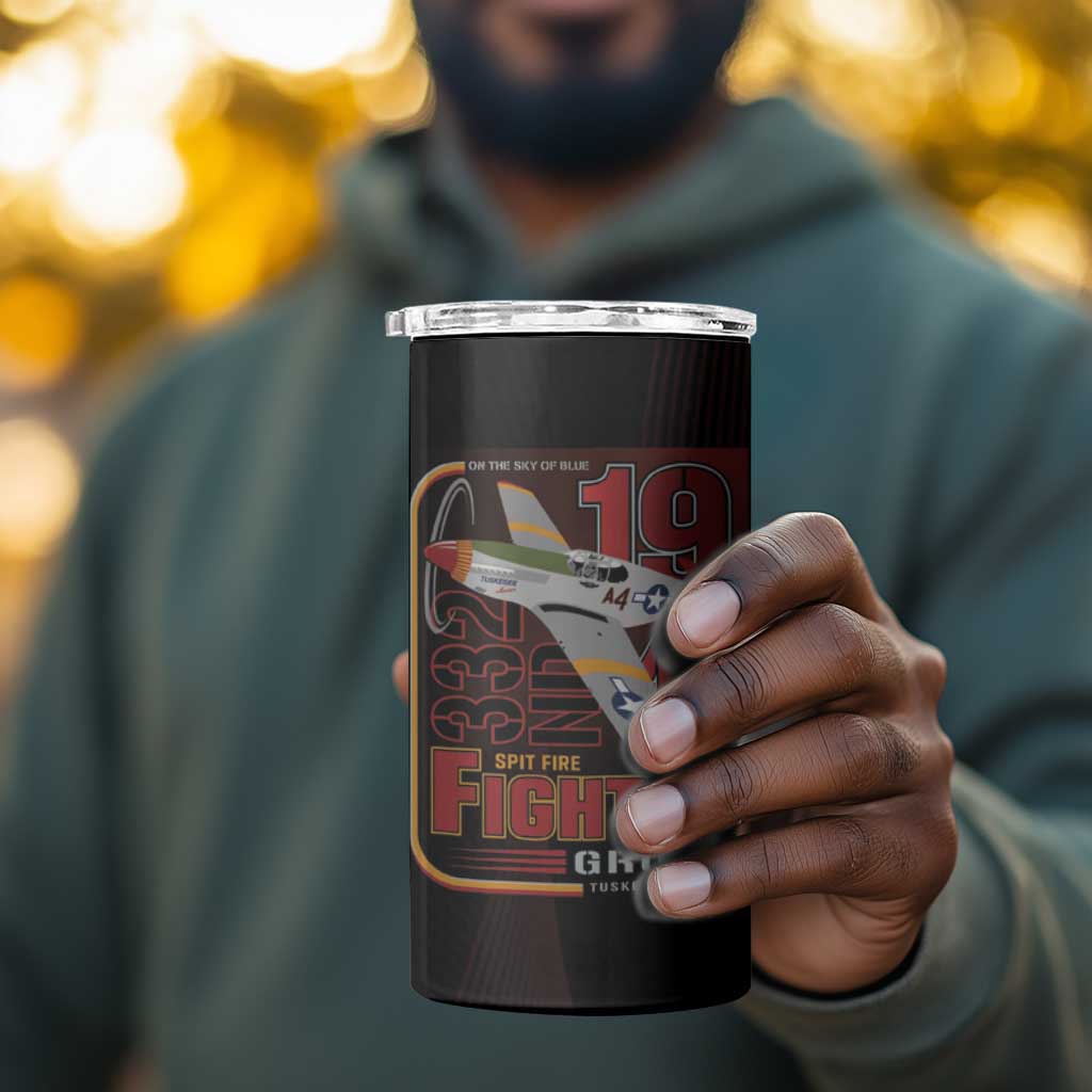 Tuskegee Airmen 332nd Fighter Group 4 in 1 Can Cooler Tumbler Spit Fire - African Pride