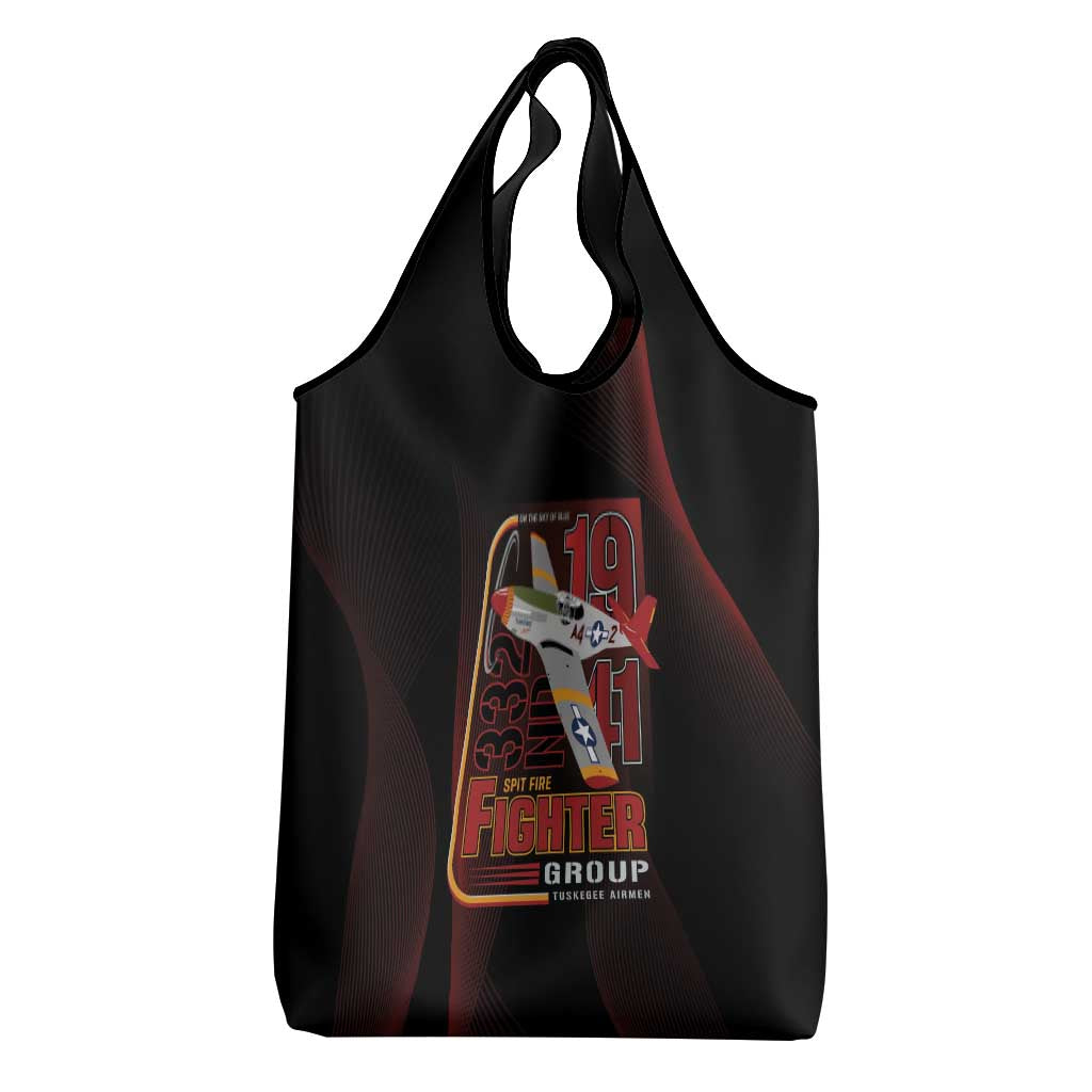 Tuskegee Airmen 332nd Fighter Group Grocery Bag Spit Fire - African Pride