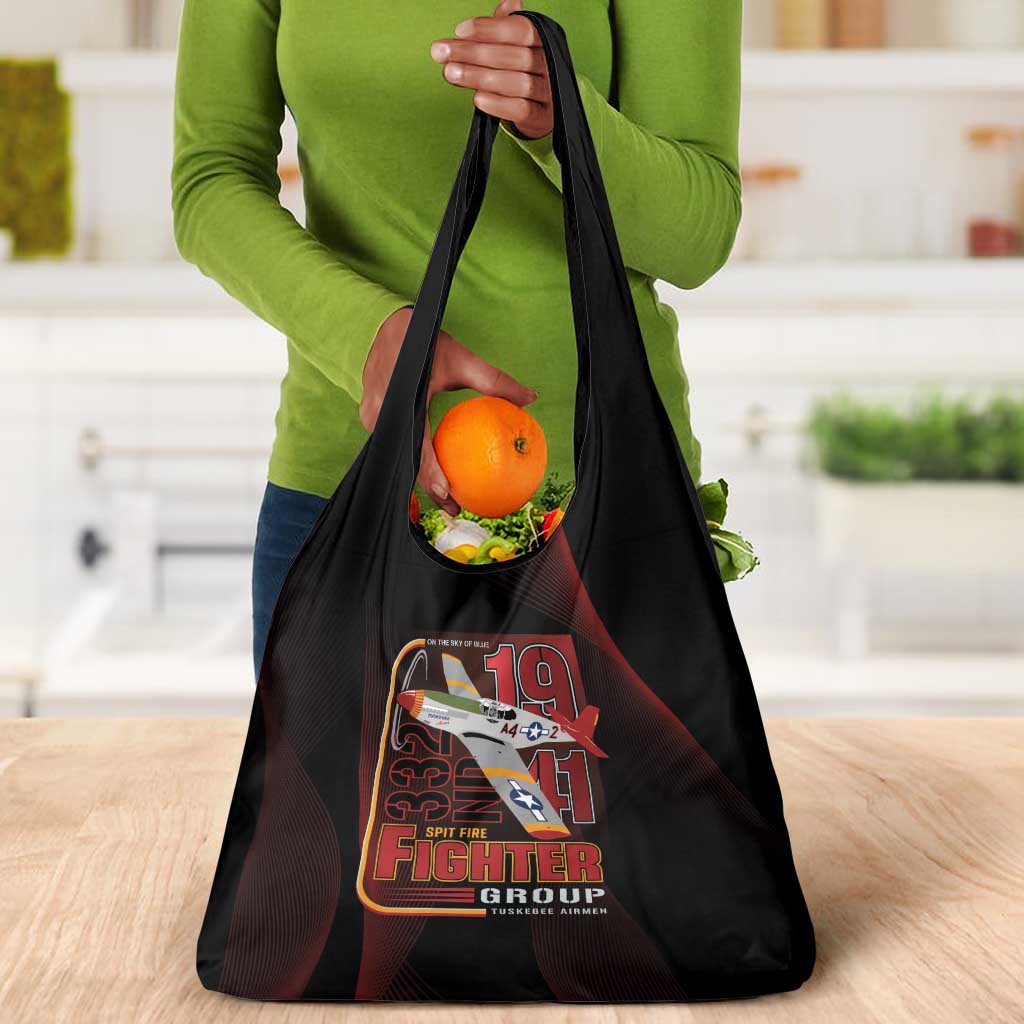 Tuskegee Airmen 332nd Fighter Group Grocery Bag Spit Fire - African Pride