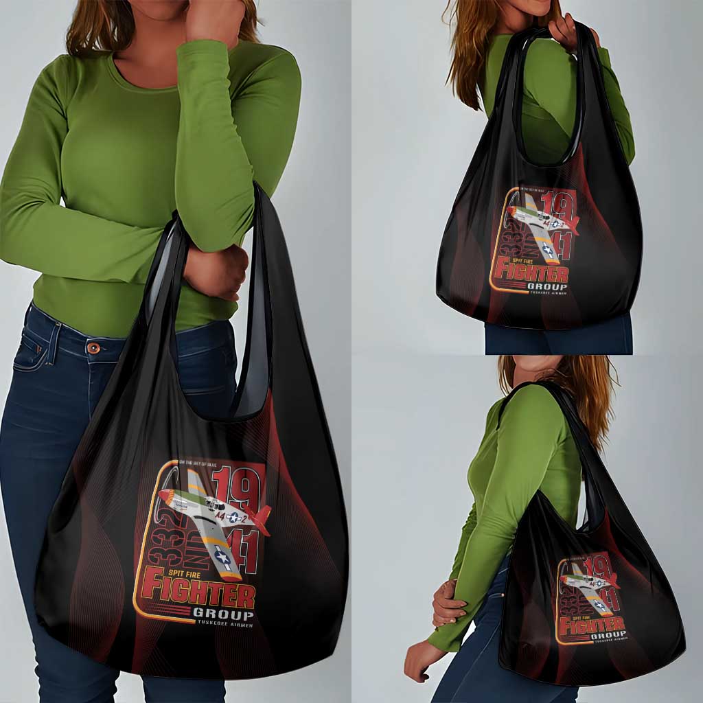 Tuskegee Airmen 332nd Fighter Group Grocery Bag Spit Fire - African Pride
