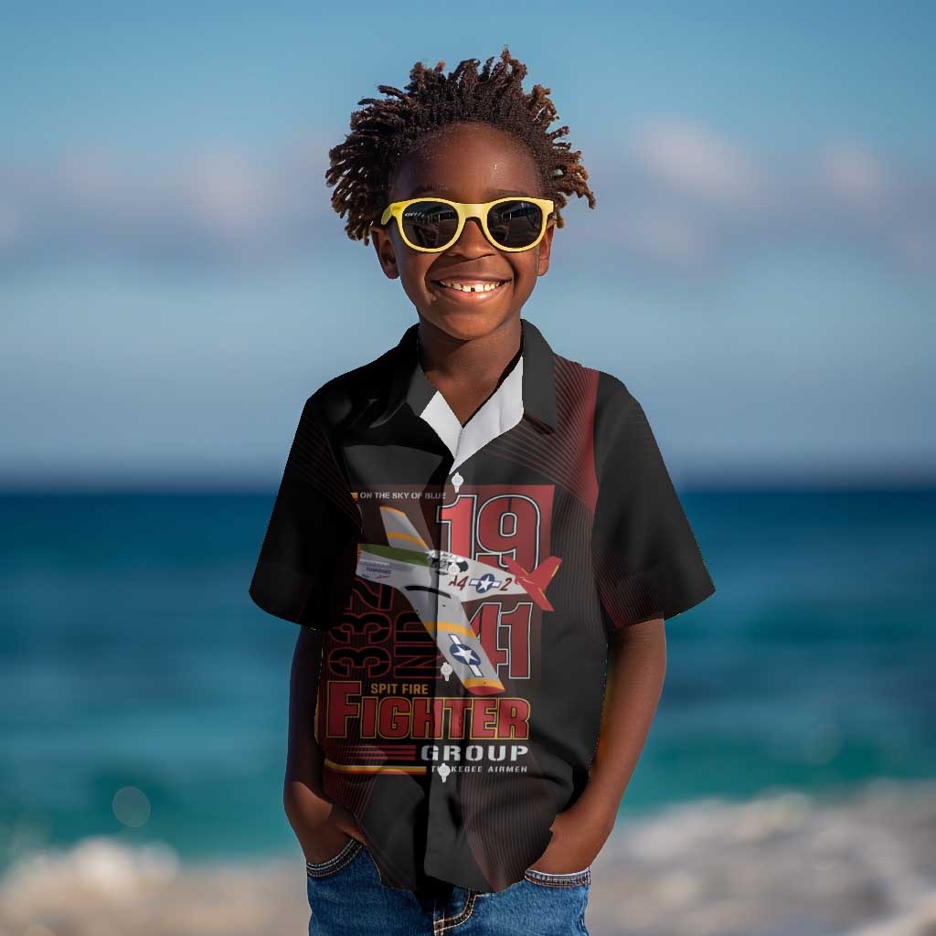 Tuskegee Airmen 332nd Fighter Group Kid Hawaiian Shirt Spit Fire - African Pride