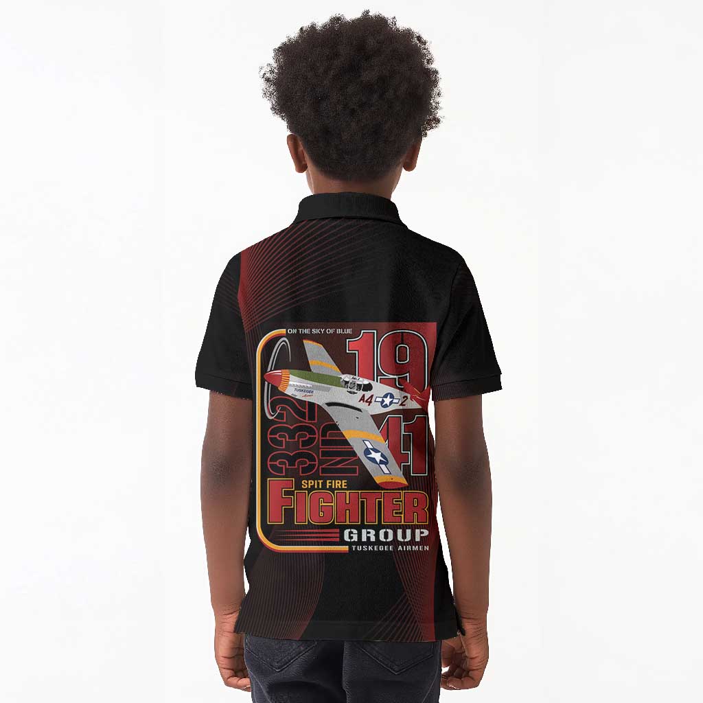 Tuskegee Airmen 332nd Fighter Group Kid Polo Shirt Spit Fire - African Pride