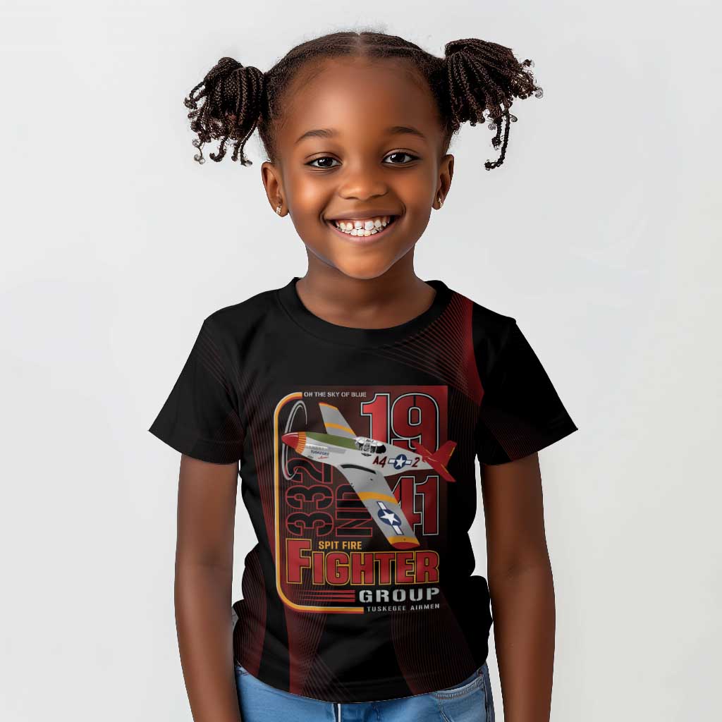 Tuskegee Airmen 332nd Fighter Group Kid T shirt Spit Fire - African Pride