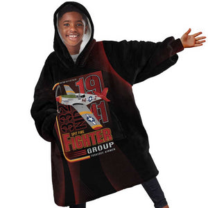 Tuskegee Airmen 332nd Fighter Group Kid Wearable Blanket Hoodie Spit Fire - African Pride