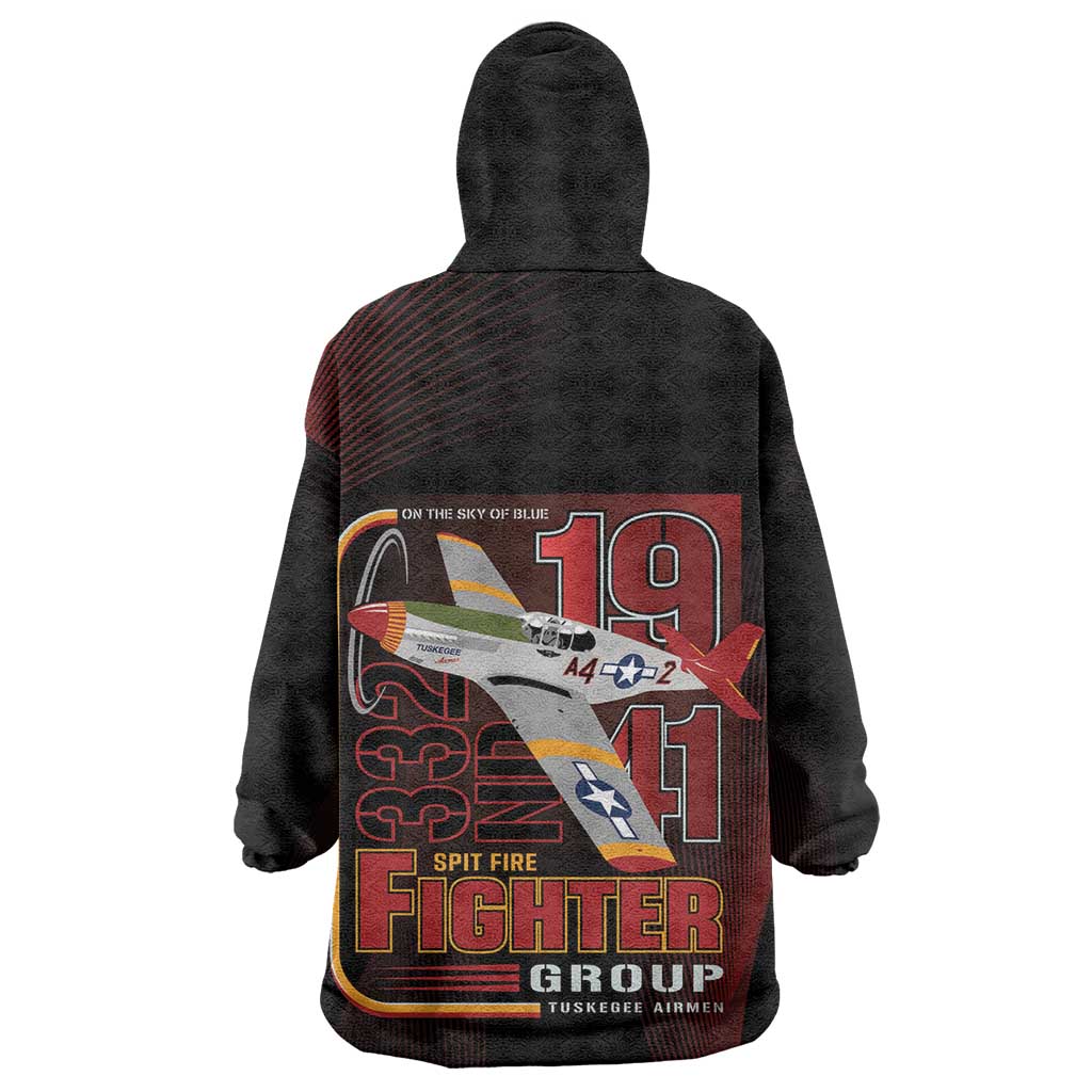 Tuskegee Airmen 332nd Fighter Group Kid Wearable Blanket Hoodie Spit Fire - African Pride