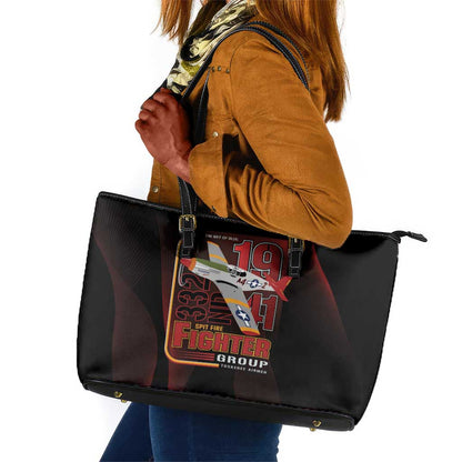 Tuskegee Airmen 332nd Fighter Group Leather Tote Bag Spit Fire - African Pride