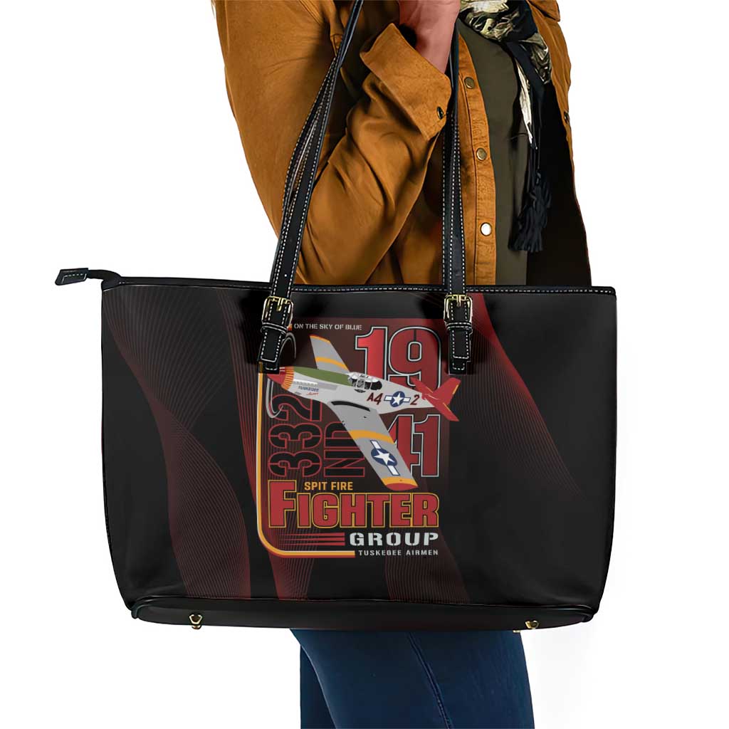 Tuskegee Airmen 332nd Fighter Group Leather Tote Bag Spit Fire - African Pride