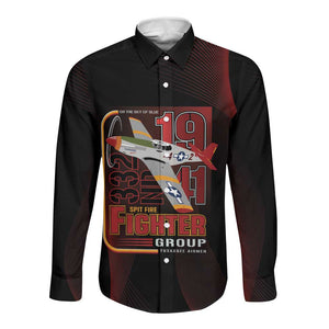 Tuskegee Airmen 332nd Fighter Group Long Sleeve Button Shirt Spit Fire - African Pride
