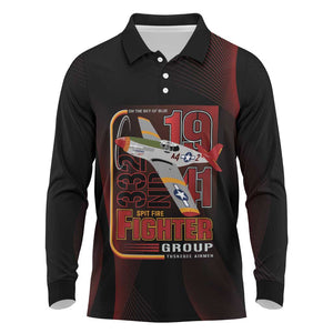 Tuskegee Airmen 332nd Fighter Group Long Sleeve Polo Shirt Spit Fire - African Pride