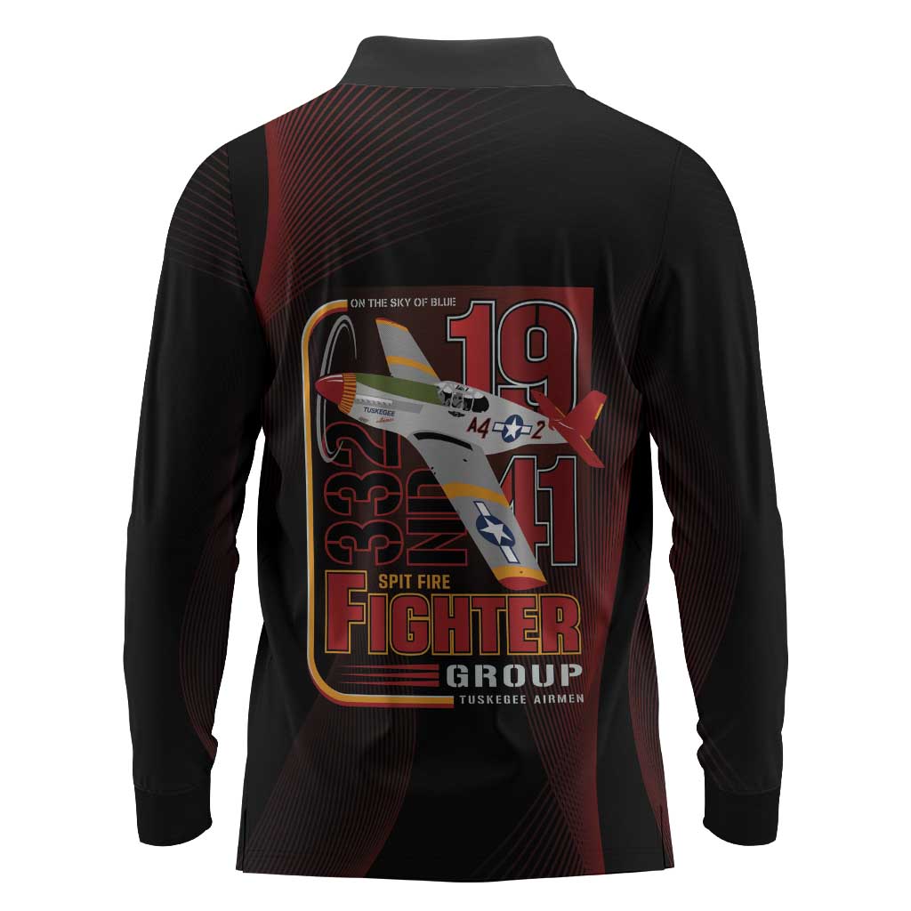 Tuskegee Airmen 332nd Fighter Group Long Sleeve Polo Shirt Spit Fire - African Pride