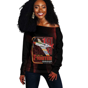 Tuskegee Airmen 332nd Fighter Group Off Shoulder Sweater Spit Fire - African Pride