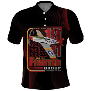 Tuskegee Airmen 332nd Fighter Group Polo Shirt Spit Fire - African Pride