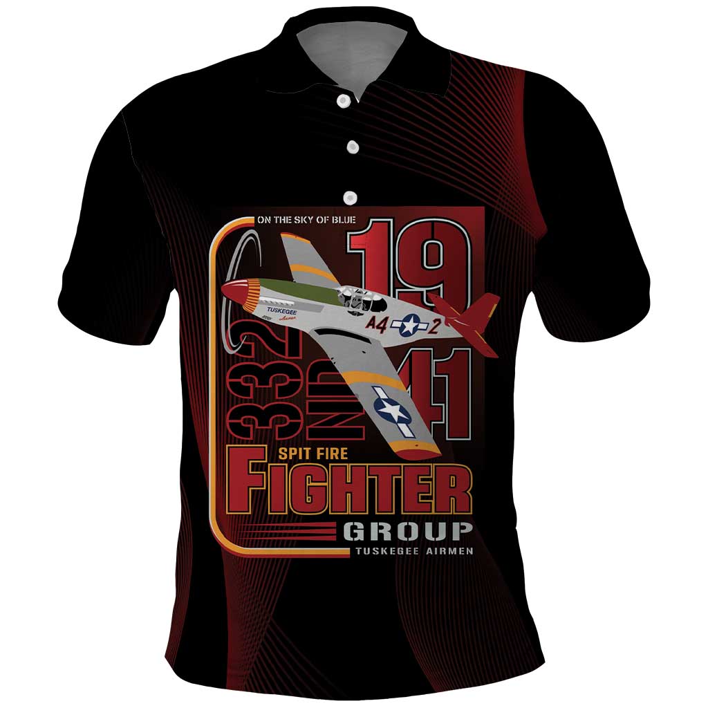 Tuskegee Airmen 332nd Fighter Group Polo Shirt Spit Fire LT7